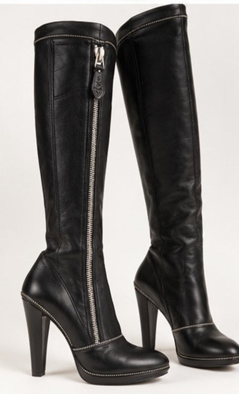Y2K Azzedine Alaia Paris Black Leather Knee High Zip Boots 40.5 US 10.5 Italy